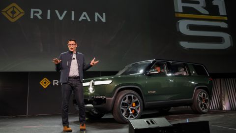 Rivian founder and CEO RJ Scaringe with the RS1 SUV.