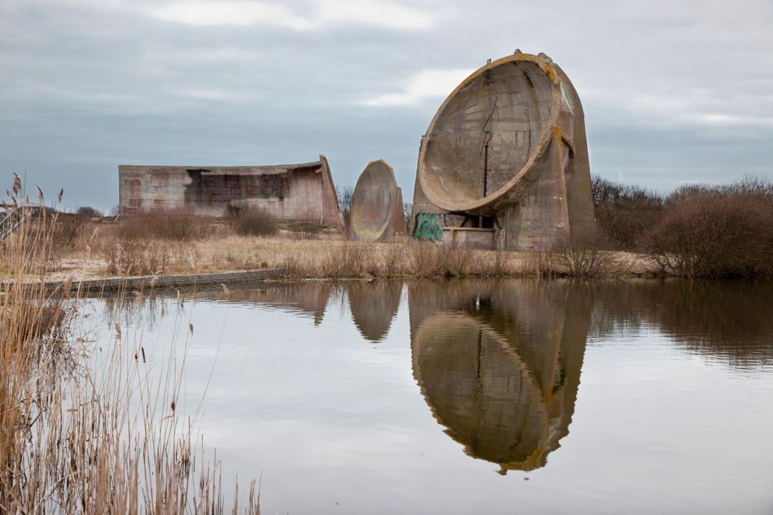 Sound mirrors in Dungeness, Kent. 