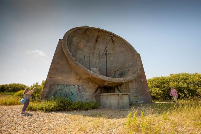 Denge Sounds Mirrors on RSPB land near Lydd, Kent, south-east of England.