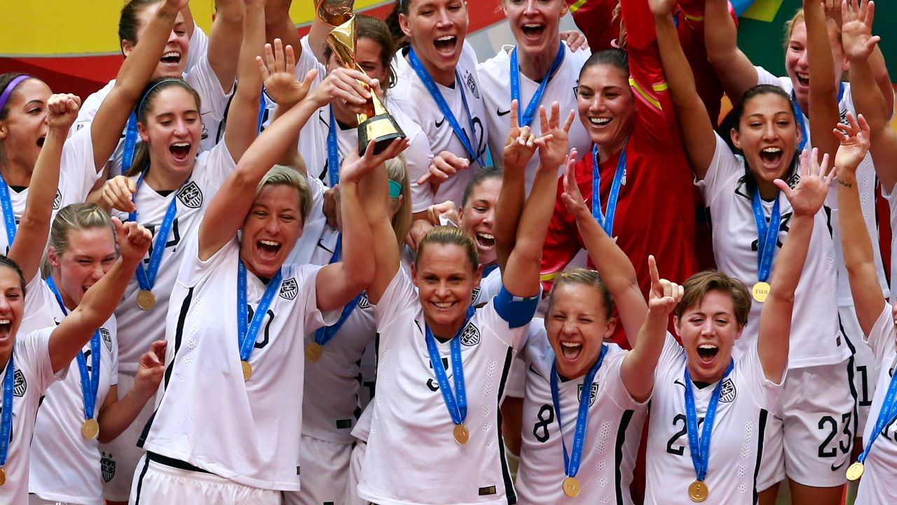 USA celebrate winning the Women's World Cup in Canada in 2015.