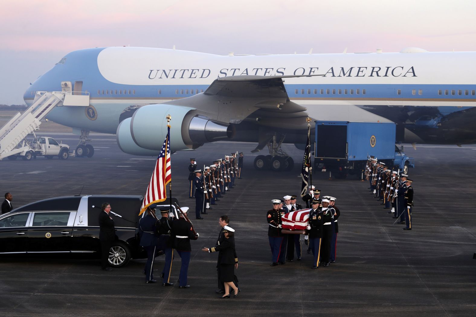 Bush's casket is carried in Houston on December 5.