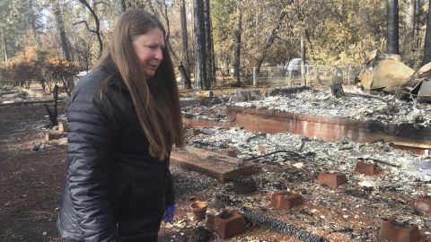 Linda Matthews returned to her home destroyed in the Camp Fire in Paradise.