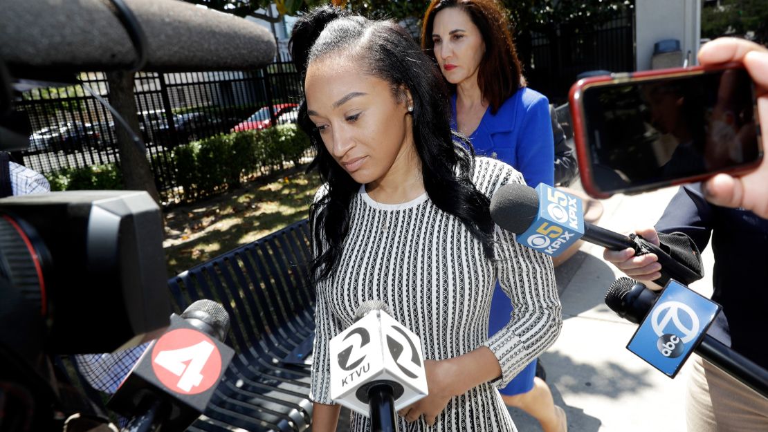 Elissa Ennis, former girlfriend of San Francisco 49ers linebacker Reuben Foster, walks out of Santa Clara County Superior Court in May.