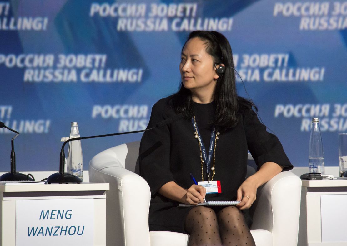 Meng Wanzhou speaking at a conference in 2014. She has been CFO of Huawei since at least 2011.