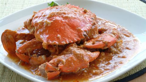 Chili crab is a traditional seafood dish of Singapore and can be found for not a lot of money in one of the city's many hawker centers.