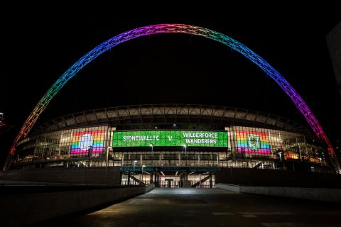 Wembley was awash with rainbow colors on Friday November 30 as Stonewall FC -- the world's most successful LGBT football club -- played in a historic fixture at the home of English football. <br />