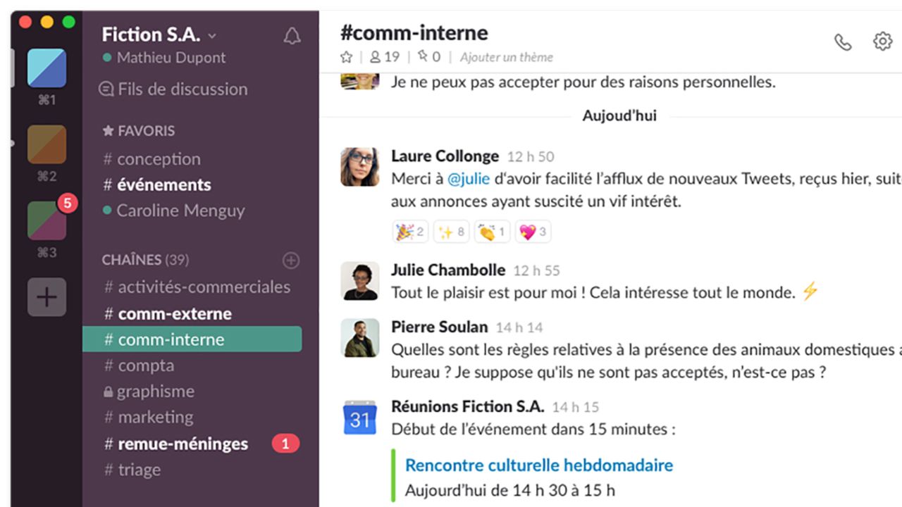 The French version of Slack's app. 