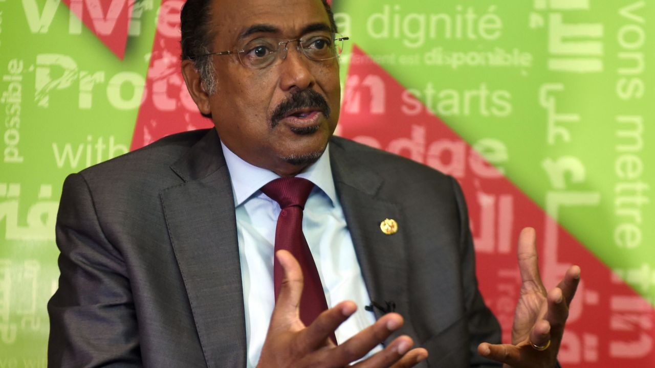 Executive Director of UNAIDS, Michel Sidibe answers AFP journalists' questions during an interview on June 20, 2014 in Tunis, as part of his three-day-official visit in Tunisia.