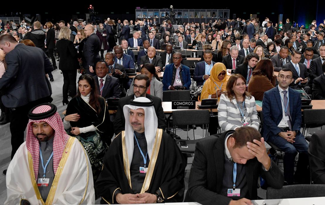 Leaders and negotiators from almost 200 nations listen to speeches during the opening of the COP24 on December 3.