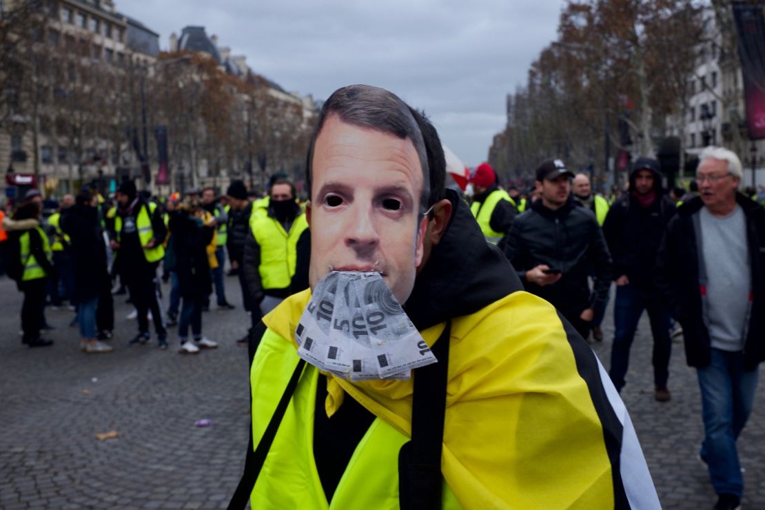 Protesters take to the steets against President Emmanuel Macron's government.