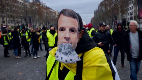 Protesters take to the steets against President Emmanuel Macron's government.