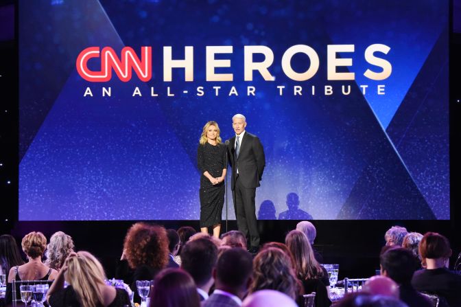 Co-hosts Kelly Ripa and Anderson Cooper open the 12th annual "CNN Heroes: An All-Star Tribute" at American Museum of Natural History on Sunday, December 9, 2018, in New York City.
