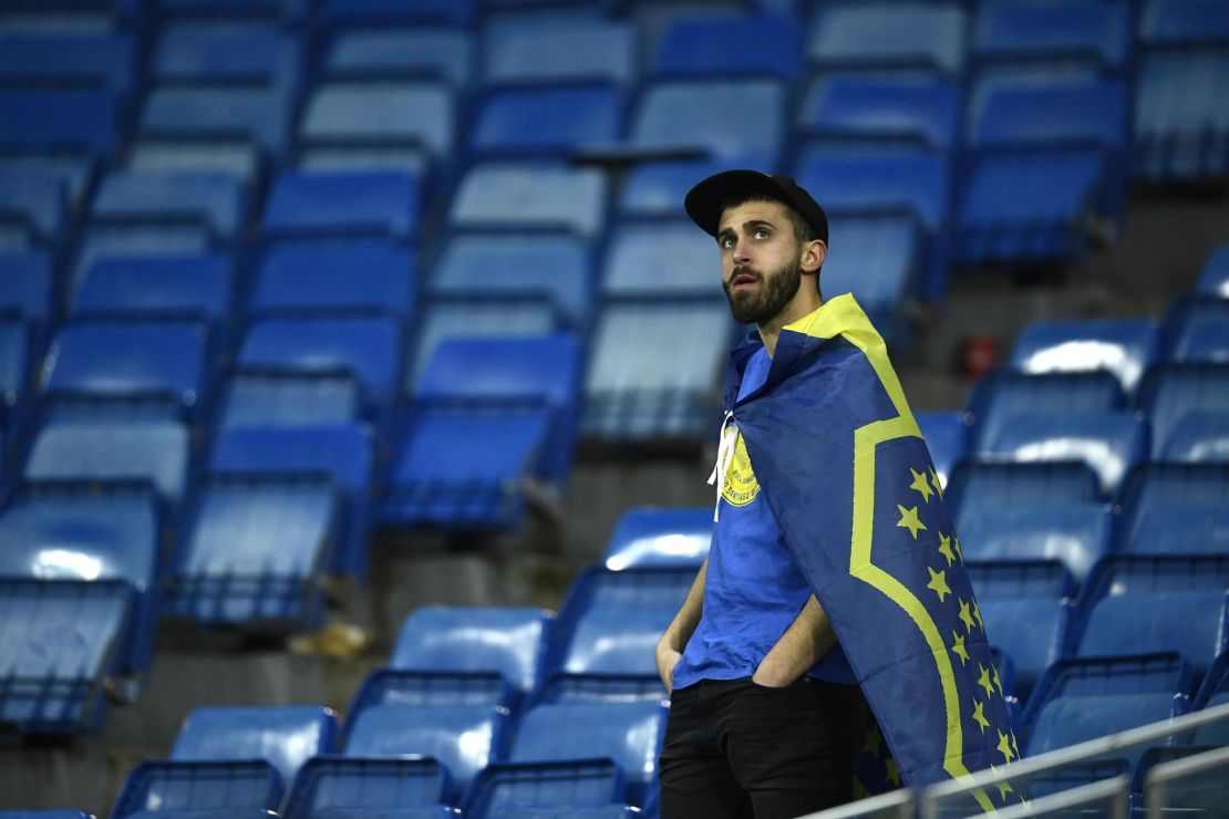 A Boca Juniors fan in the stands following his team's 3-1 loss to River Plate.