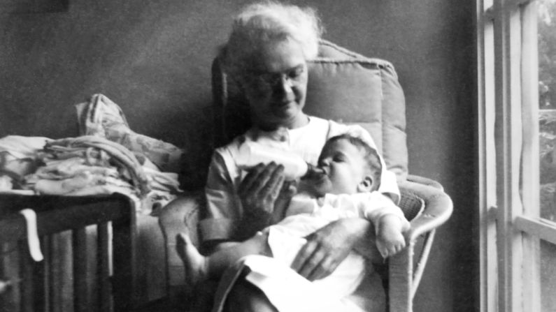 Radner as a baby, pictured with her nanny Elizabeth Clementine "Dibby" Gillies, who served as the inspiration for the character Emily Litella.