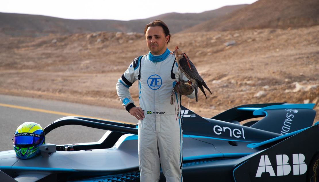 Felipe Massa raced a peregrine falcon ahead of his Formula E debut.