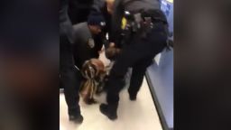 NYPD officers pry 1-year-old child from mother's arms in startling video. Police responded to a 911 call from a Brooklyn address for harassment Friday, and were not able to remove 23-year old Jazmine Headley from the facility "due to her disorderly conduct towards others, and for obstructing the hallway."