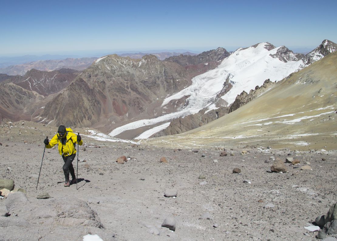 Jornet ascends Aconcagua in Argentina in 2014.