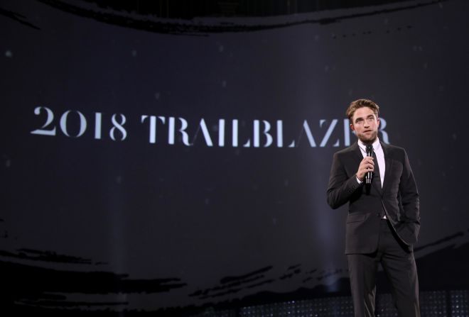 Robert Pattinson on stage during The Fashion Awards 2018 at Royal Albert Hall on December 10, 2018 in London.