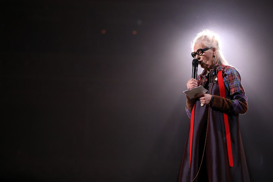 Dame Vivienne Westwood, winner of the Swarovski Award for Positive Change, on stage during The Fashion Awards 2018 In Partnership With Swarovski at Royal Albert Hall on December 10, 2018 in London. 