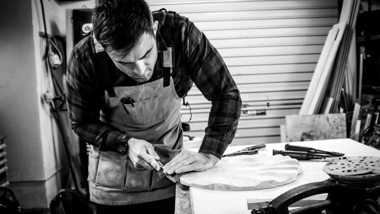 Former rugby player Ronan Loughney in his workshop