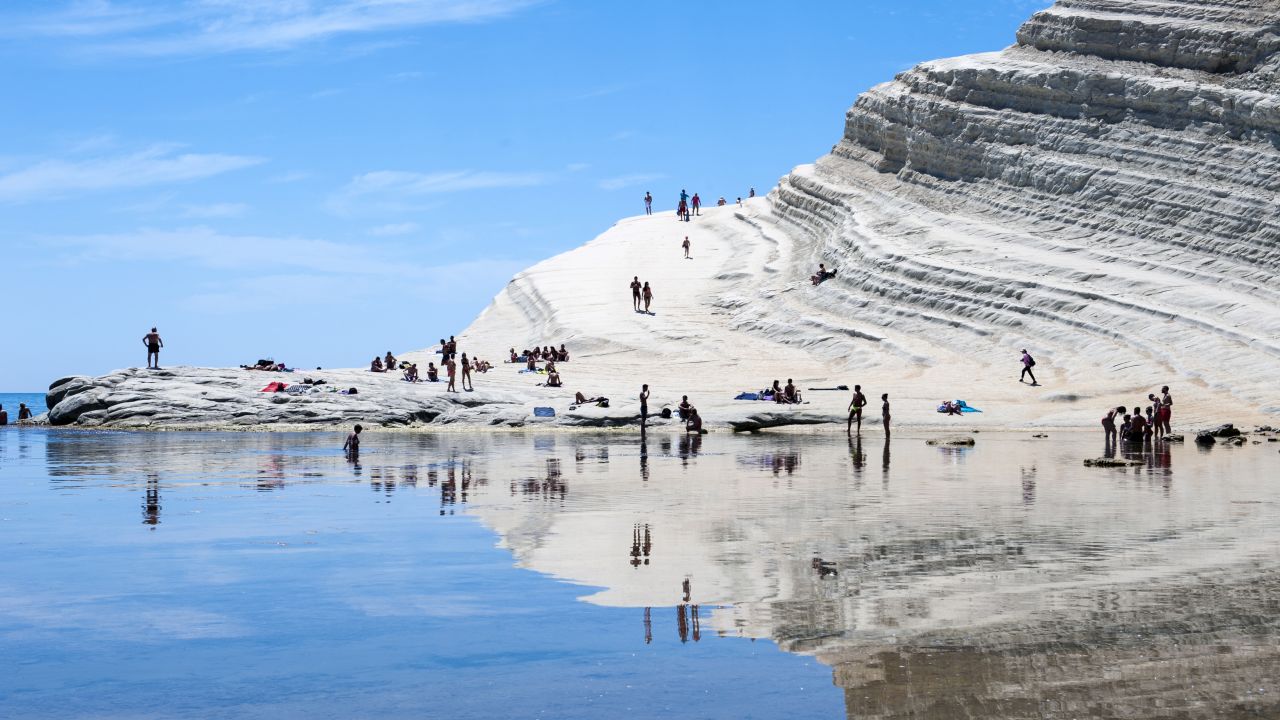 <strong>Scala dei Turchi, Sicily, Italy:</strong> Mother Nature has transformed the limestone coastline here into what can only be described as a natural staircase, as beautiful as it is dramatic, that leads into the blue Mediterranean waters below. 