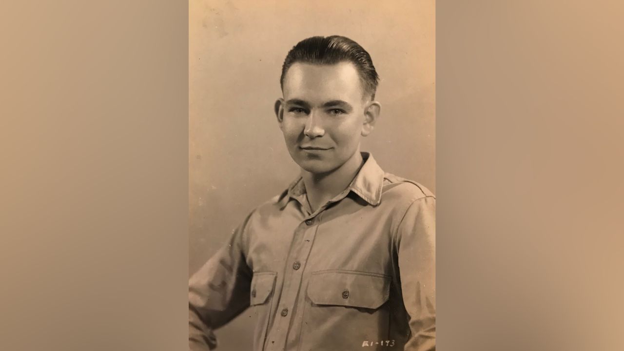 Former SS guard Johann Rehbogen, pictured in 1945 when he was a prisoner of war in the US.