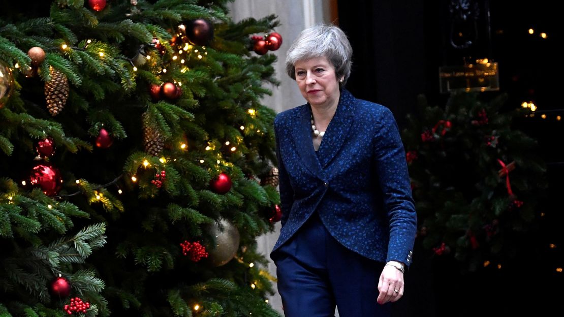 Theresa May addresses the media outside 10 Downing Street after it was announced that the Conservative Party will hold a vote of no confidence in her leadership.