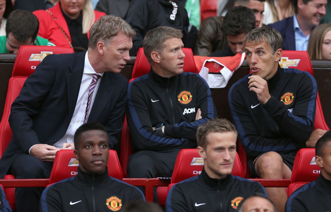 Neville had returned to Old Trafford as coach under David Moyes' management.