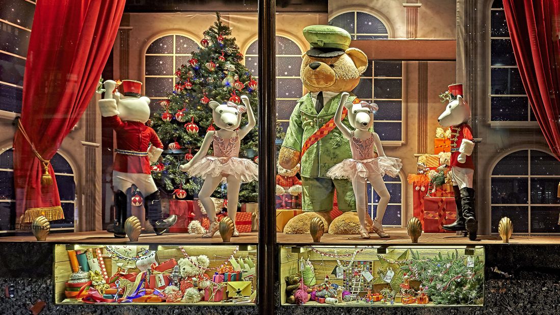 <strong>United Kingdom:</strong> They're all about tradition here, and the Christmas windows at Harrods are crowd favorite. Londoners and visitors flock to the department store to see what creative displays will go up next.  