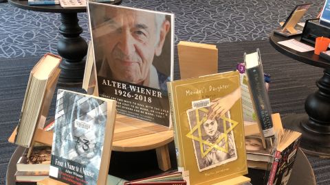 The Brookwood Library in Hillsboro put up a memorial for Wiener, along with his memoir on the left.