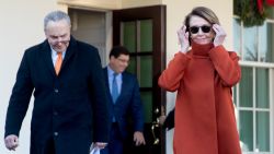 House Minority Leader Nancy Pelosi of Calif., right, and Senate Minority Leader Sen. Chuck Schumer of N.Y., left, walk out of the West Wing to speak to members of the media outside of the White House in Washington, Tuesday, Dec. 11, 2018, following a meeting with President Donald Trump.