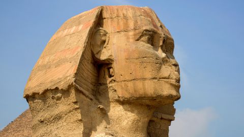 A picture taken on February 15, 2018 shows the head of the Giza Sphinx at the Giza pyramids complex, on the southwestern outskirts of the Egyptian capital Cairo. / AFP PHOTO / MARIO GOLDMAN        (Photo credit should read MARIO GOLDMAN/AFP/Getty Images)