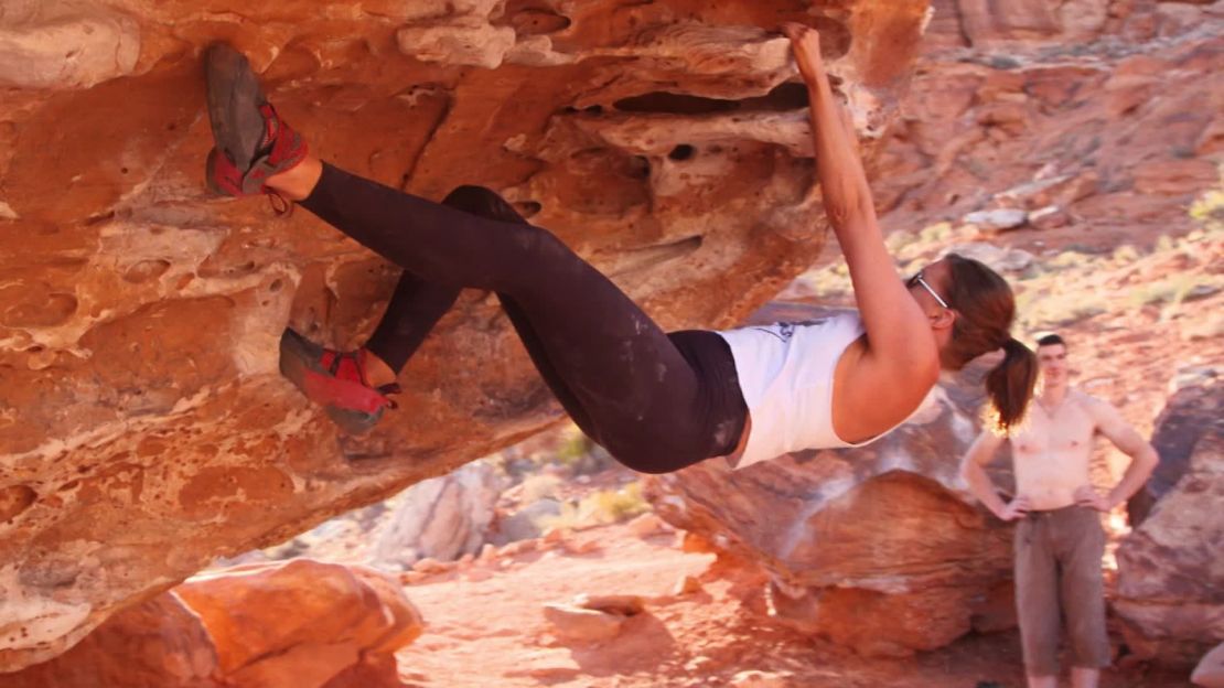 Molly Burdick bouldering in Red Rock Canyon outside of Las Vegas. 