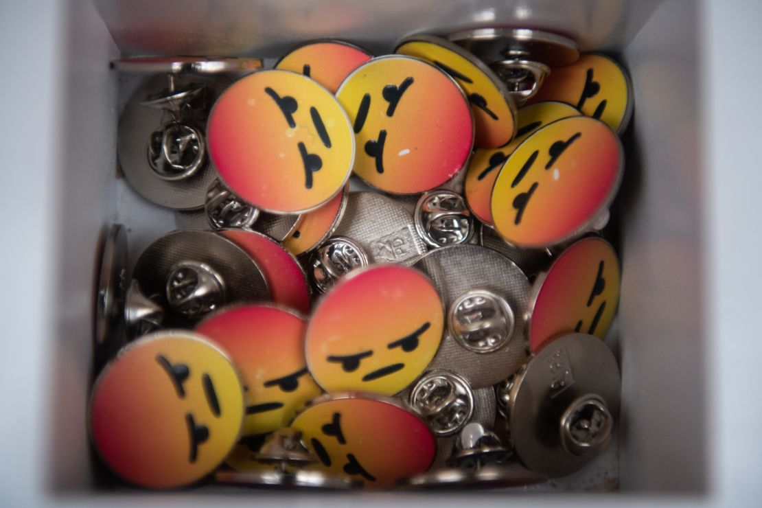 Angry reaction pins sit in a container at Facebook's first US-privacy pop-up.