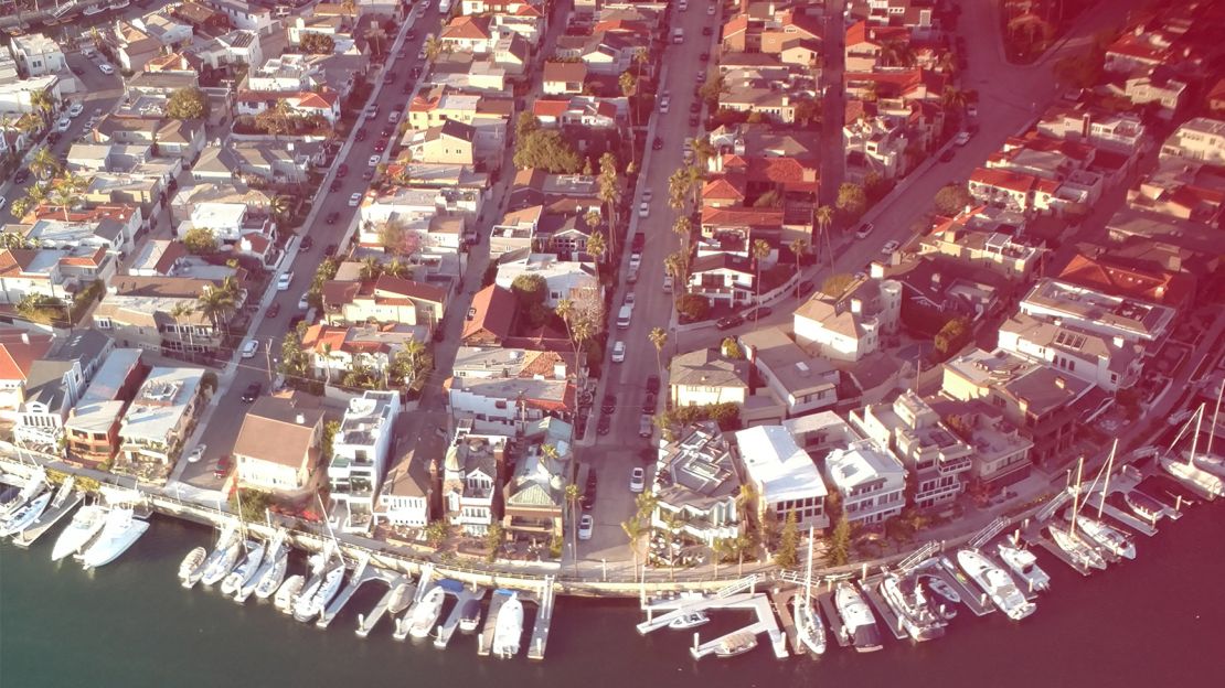 Long Beach, California, pictured from the sky.