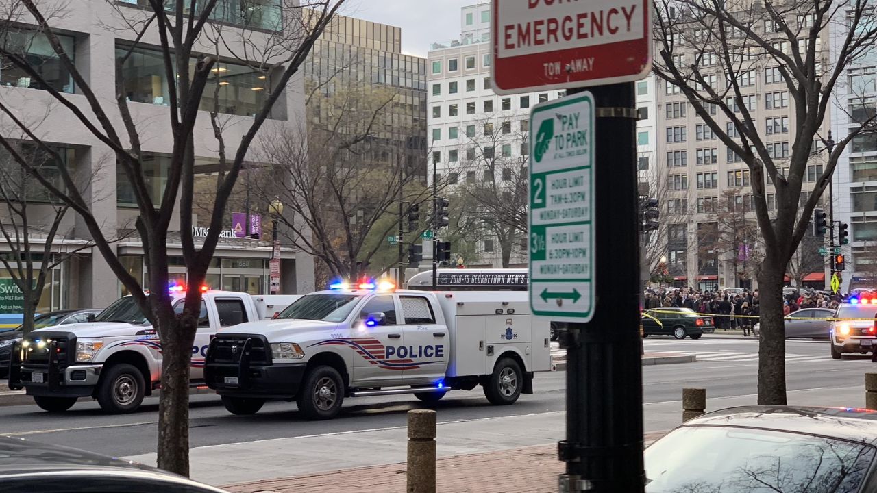 Guy Dickinson tweeted this photo of police at 17th Street and K Street Northwest in Washington, DC on Thursday afternoon.