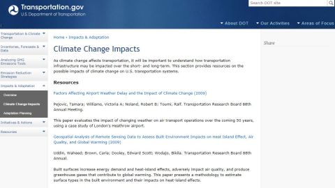 02 DOT climate change webpages