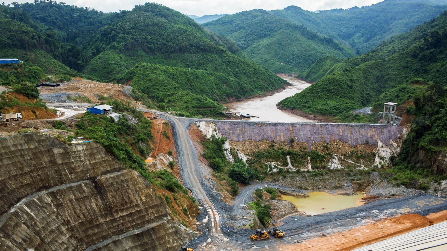 Construction site of the Nam Tha 1 dam in Bokeo Province, Laos, in July 2017.