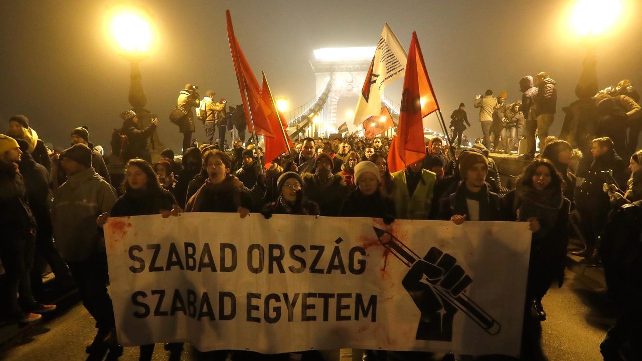 The protests follow two recent legislative initiatives by Orban: one that allows employers to force employees to work more overtime, the other the creation of a parallel courts system known as administrative courts to deal with cases related to corruption and free speech, among other issues.  