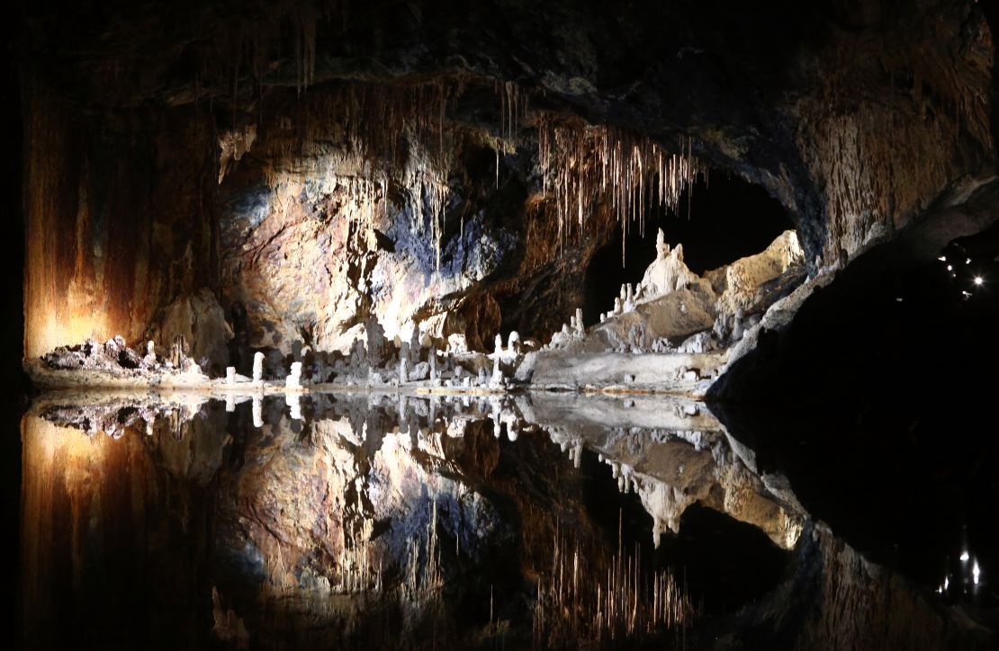 The grottoes in Saalfeld, Germany, feature a colorful collection of stalactites and stalagmites.