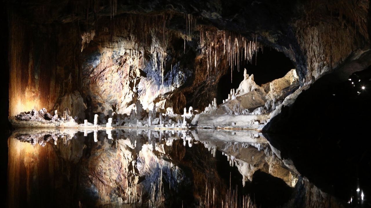 The grottoes in Saalfeld, Germany, feature a colorful collection of stalactites and stalagmites.