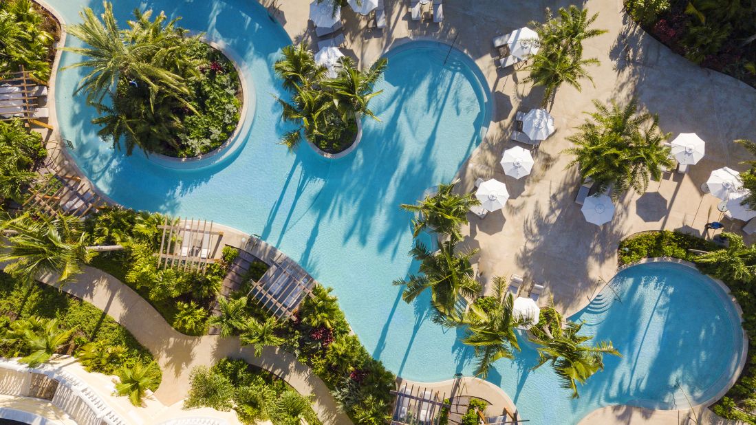 <strong>Rosewood Baha Mar, Bahamas. </strong>The Rosewood's lush grounds on Cable Beach are home to lagoon-style pools, hot tubs and quiet nooks where guests can relax behind leafy banana palms. <br />