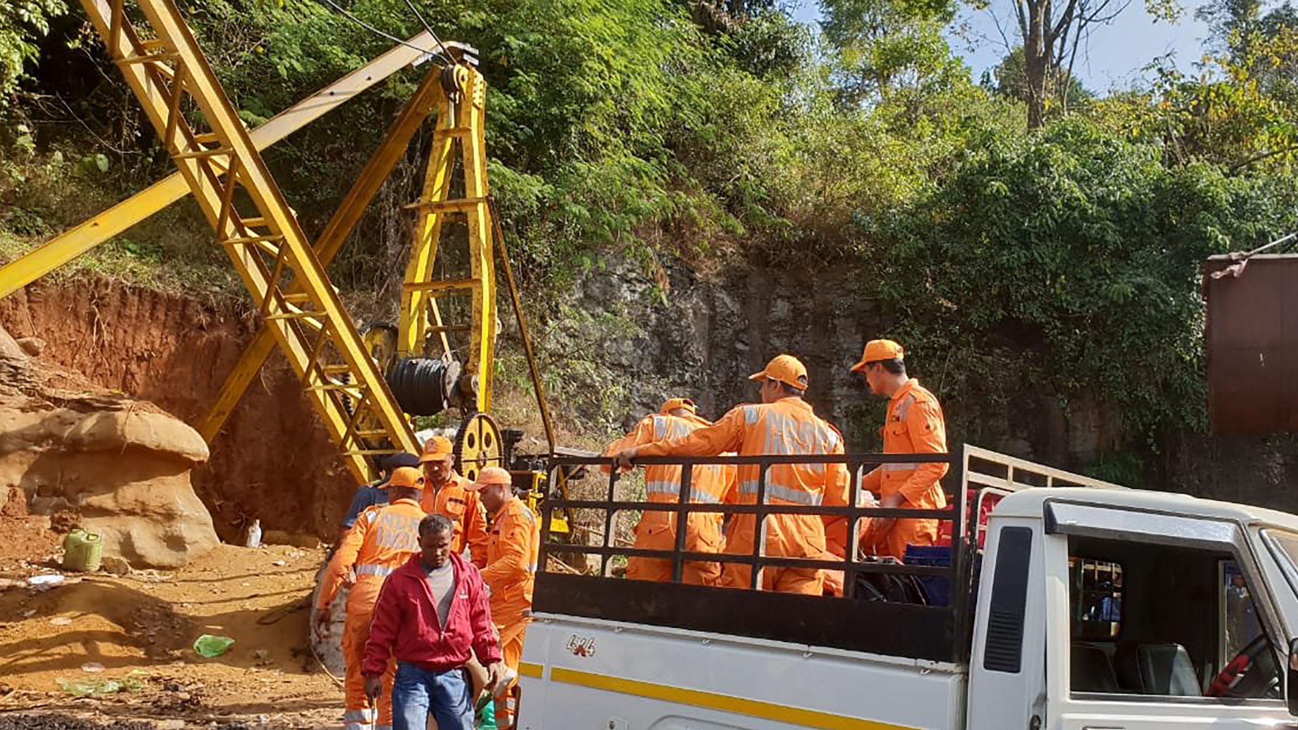 The 13 miners are believed to be stuck 300 feet deep in the Meghalaya mine, an official says.