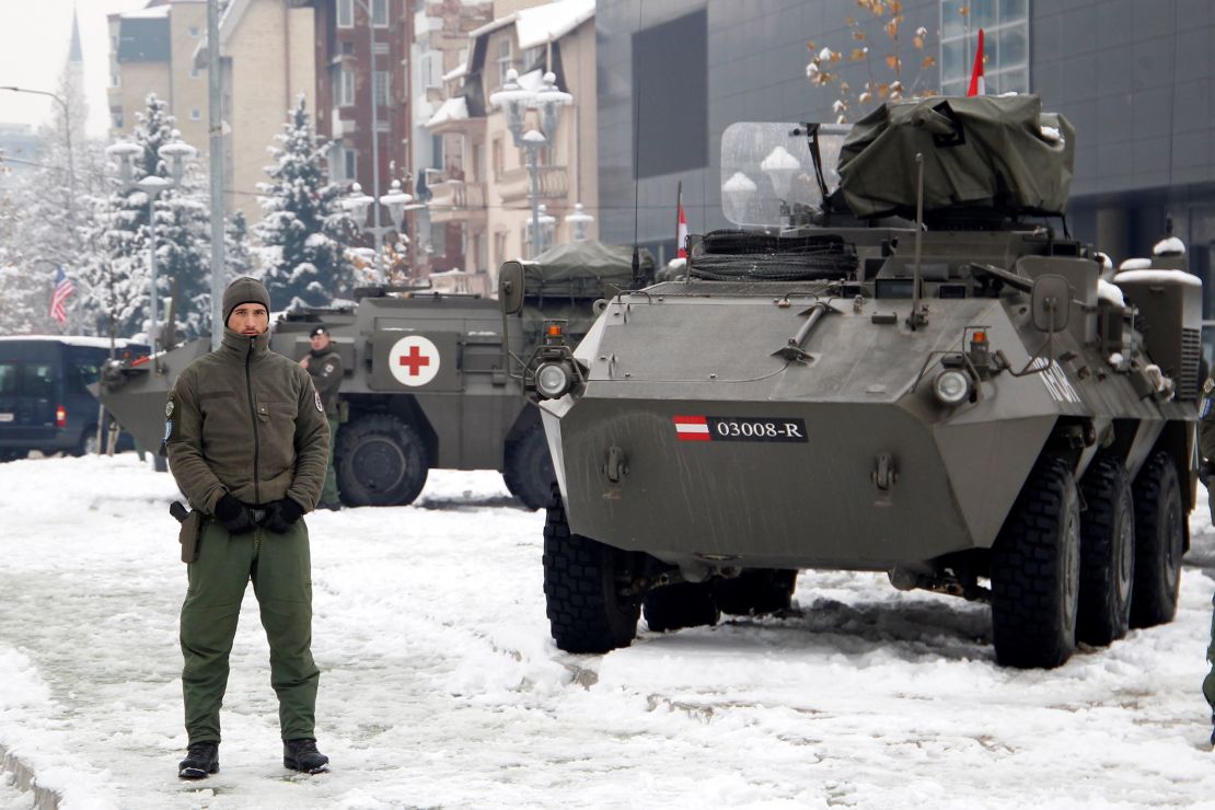Kosovo has been guarded by NATO-led peacekeeping troops since it attempted to break away from Belgrade two decades ago.
