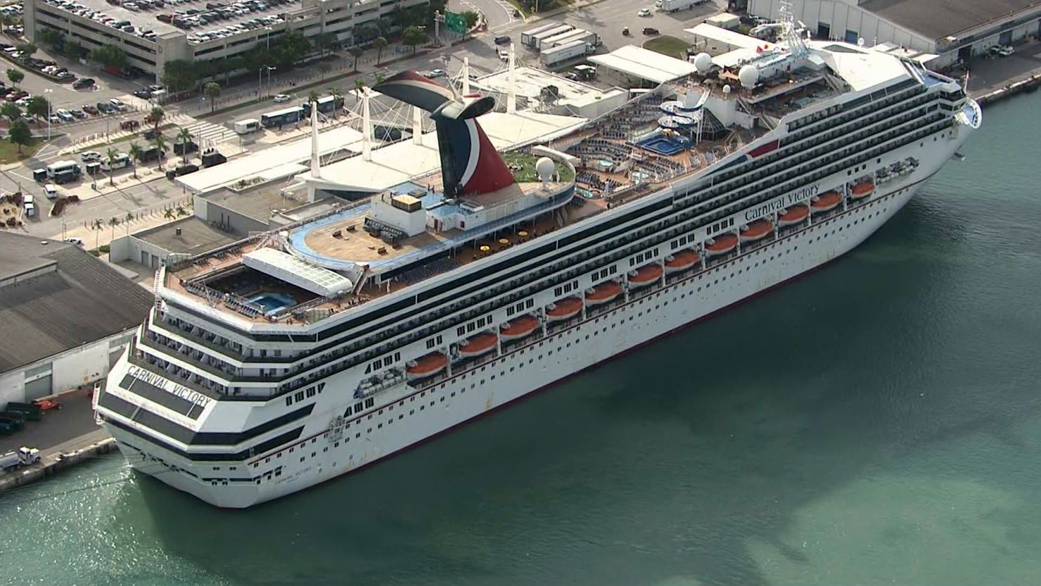 The Carnival Victory arrives at Miami after a four-day voyage.