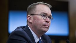 Mick Mulvaney, director of the Office of Management and Budget (OMB), listens during a Senate Budget Committee hearing in Washington, D.C., U.S., on Tuesday, Feb. 13, 2018. Mulvaney discussed the $4.4 trillion federal budget plan that would slash entitlements and other domestic programs in favor of higher spending on the military and immigration enforcement. Photographer: Zach Gibson/Bloomberg via Getty Images