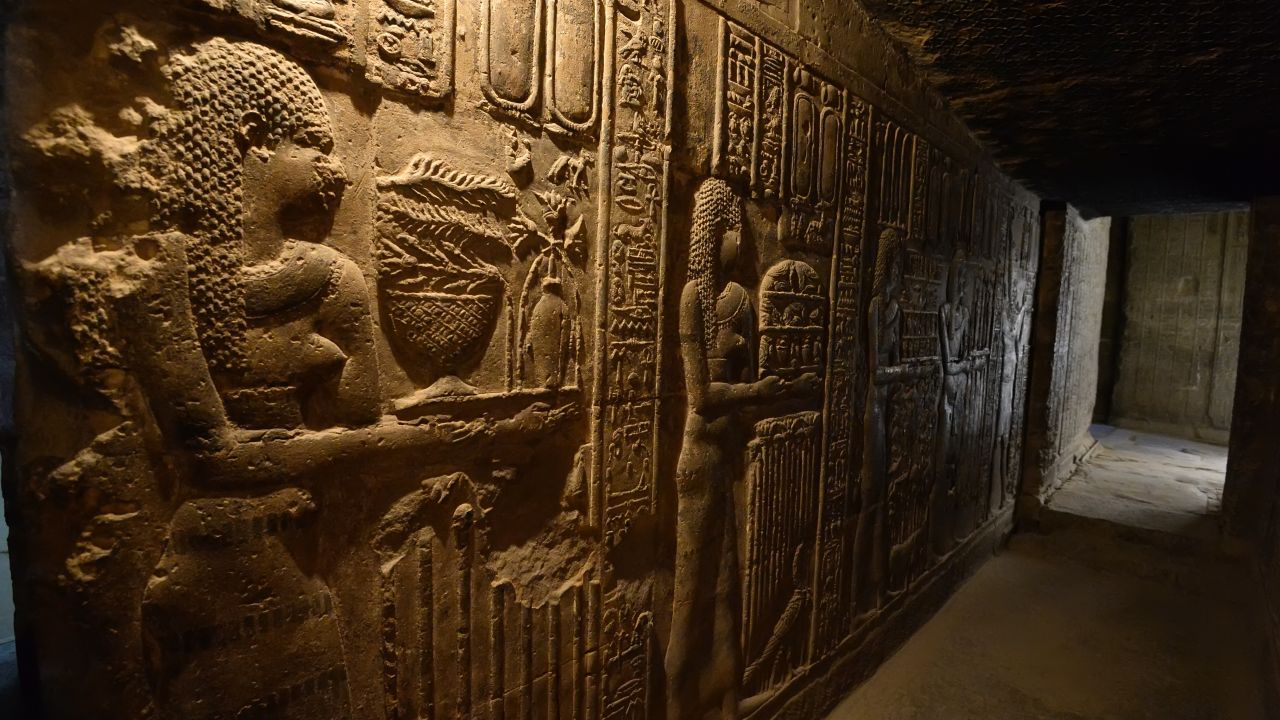 Corridor of the ancient Egyptian temple of Dendera.