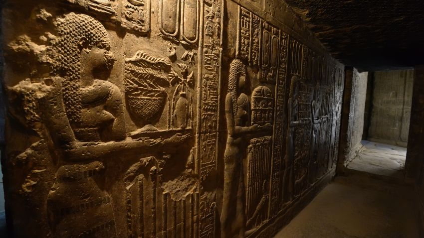Corridor of the ancient Egyptian temple of Dendera.