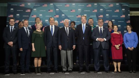 Arctic Council foreign ministers with then-US Secretary of State Rex Tillerson on May 11, 2017.