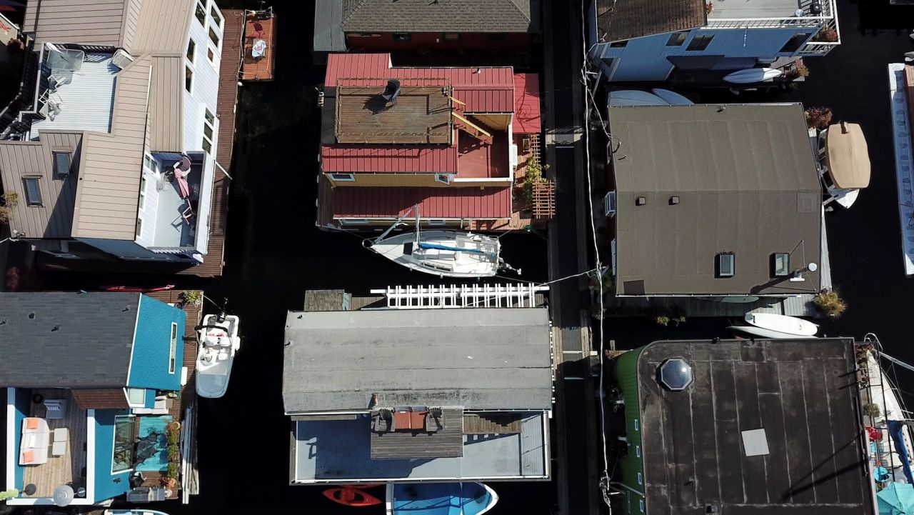 Floating Homes Seattle Drone